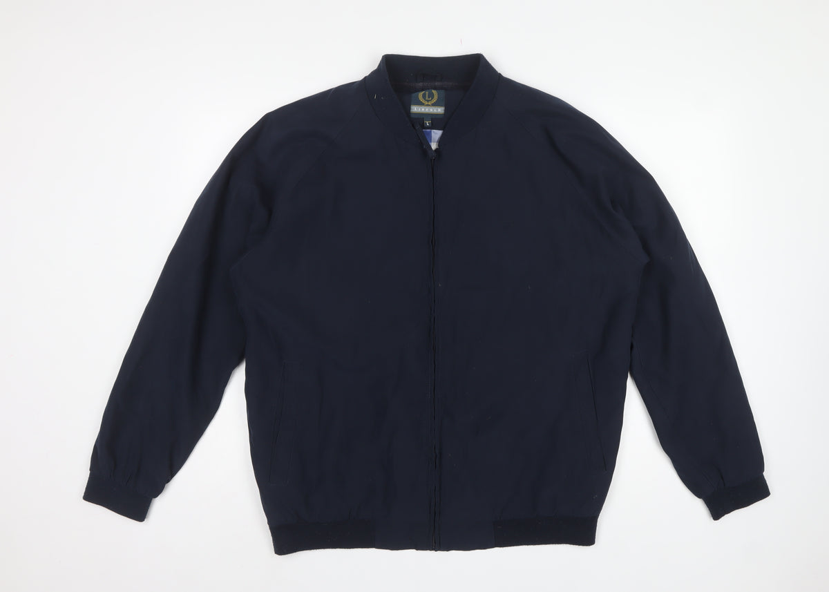 Lincoln Men's Navy L Bomber Jacket Full Zip Lined Casual
