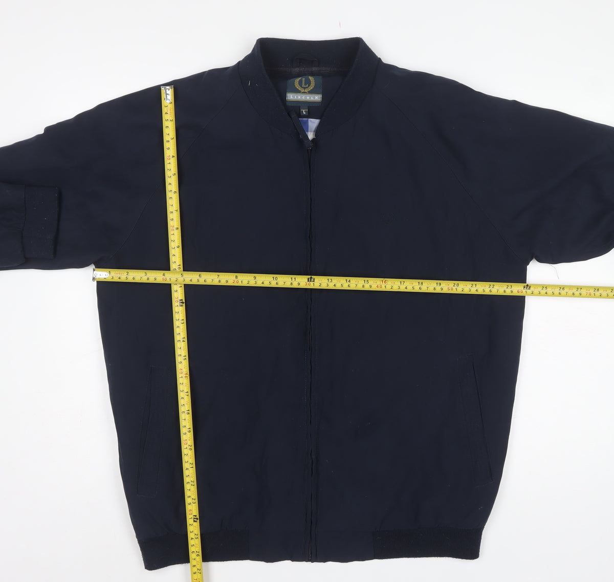 Lincoln Men's Navy L Bomber Jacket Full Zip Lined Casual