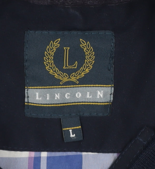 Lincoln Men's Navy L Bomber Jacket Full Zip Lined Casual