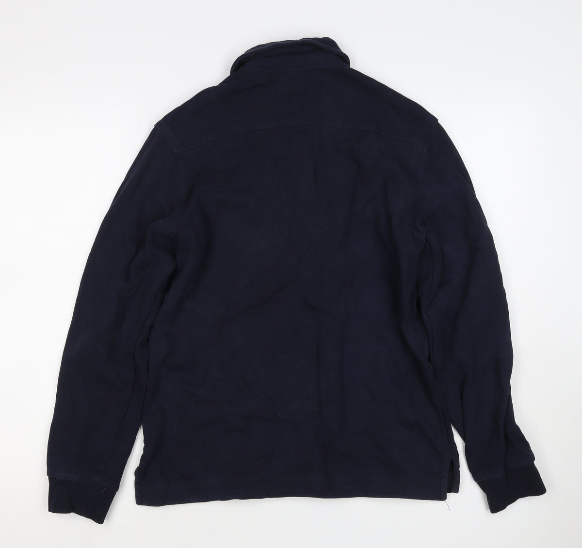H&M Men's Navy Blue S Regular Fit 1/4 Zip Collared Cotton Sweatshirt