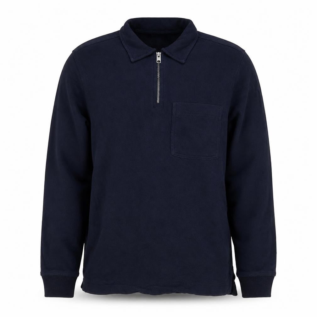 H&M Men's Navy Blue S Regular Fit 1/4 Zip Collared Cotton Sweatshirt