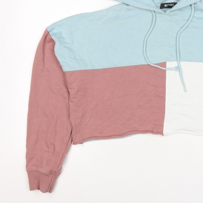 Missguided Women’s UK 8 Multicolour Colourblock Cropped Pullover Hoodie