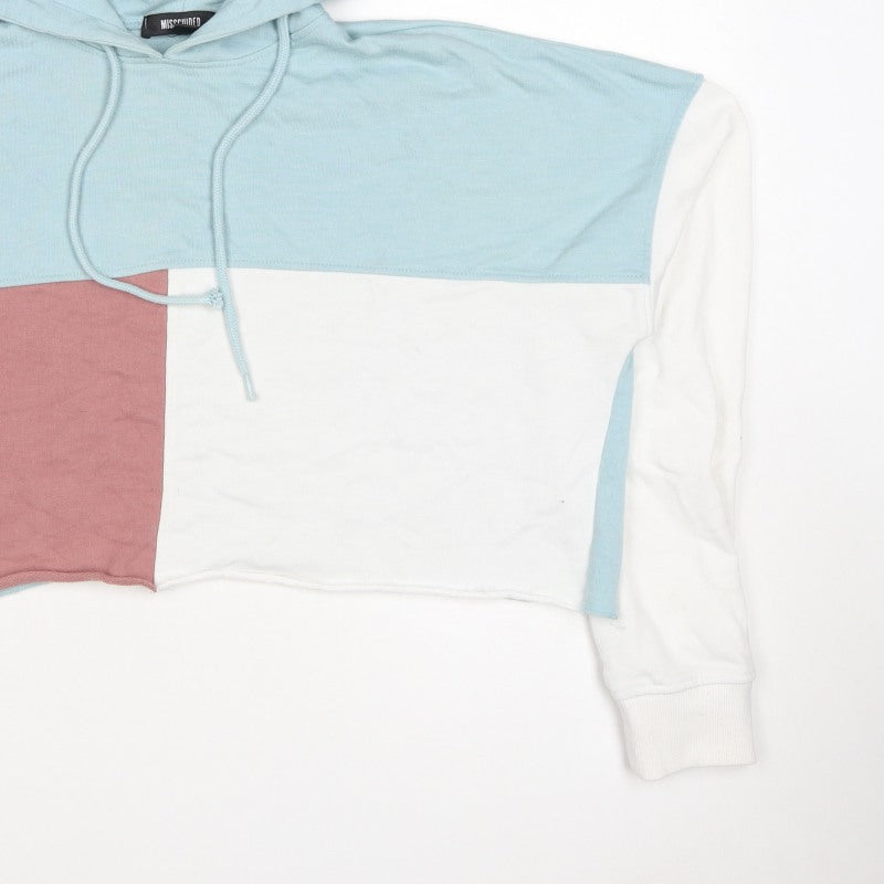 Missguided Women’s UK 8 Multicolour Colourblock Cropped Pullover Hoodie