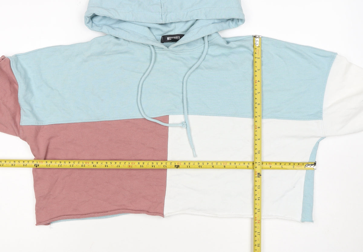 Missguided Women’s UK 8 Multicolour Colourblock Cropped Pullover Hoodie
