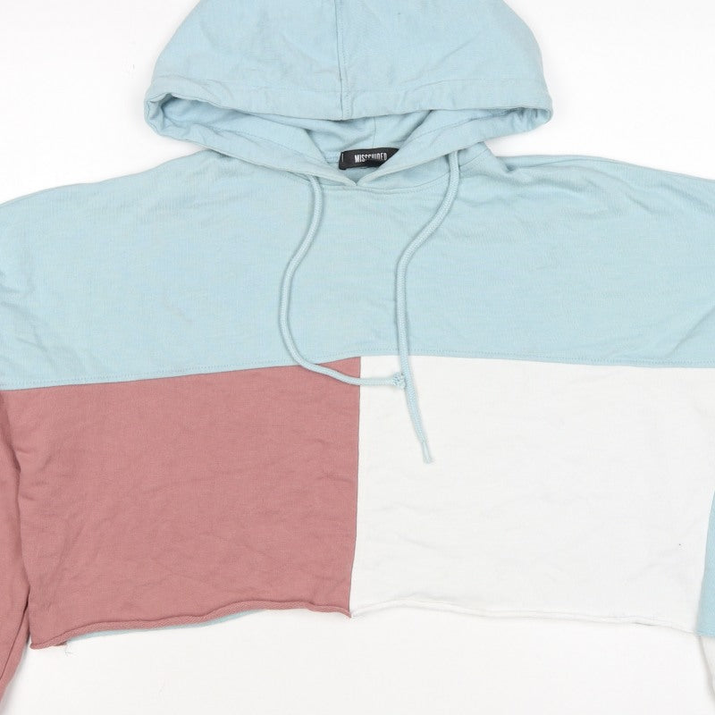 Missguided Women’s UK 8 Multicolour Colourblock Cropped Pullover Hoodie