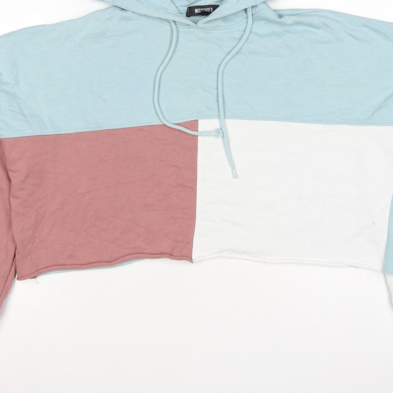 Missguided Women’s UK 8 Multicolour Colourblock Cropped Pullover Hoodie