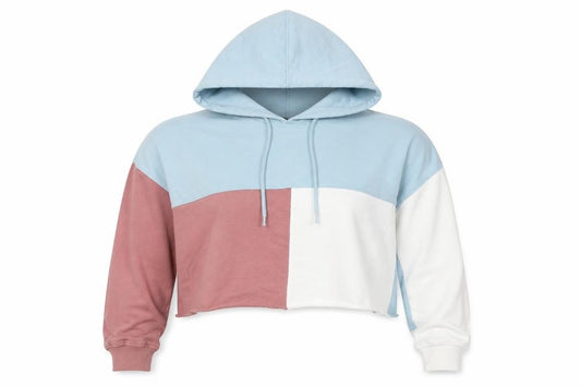 Missguided Women’s UK 8 Multicolour Colourblock Cropped Pullover Hoodie