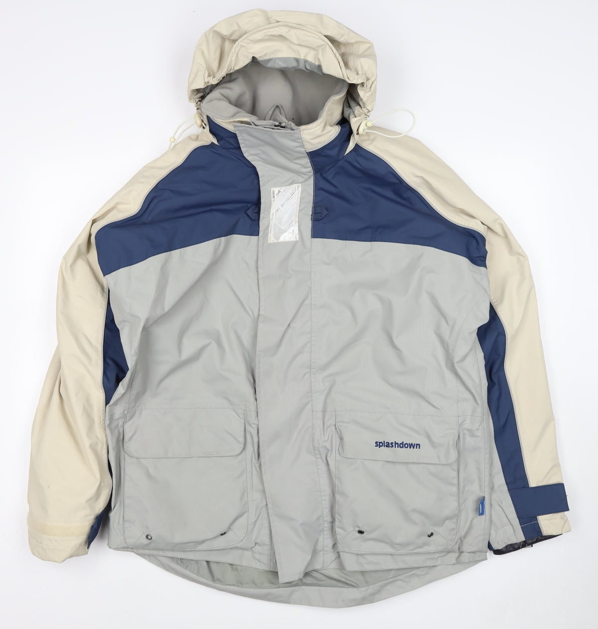 Splashdown Men Grey Blue M Waterproof Hooded Ski Rain Jacket
