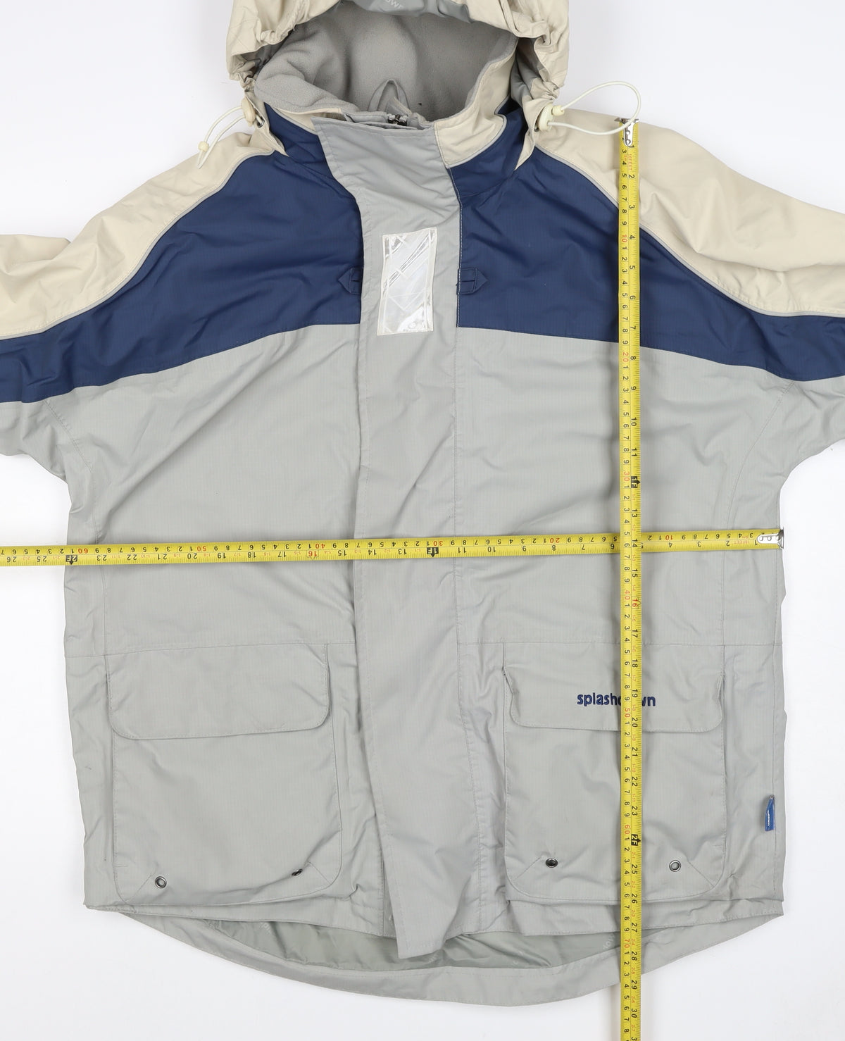 Splashdown Men Grey Blue M Waterproof Hooded Ski Rain Jacket