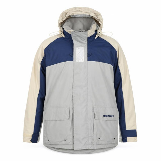 Splashdown Men Grey Blue M Waterproof Hooded Ski Rain Jacket
