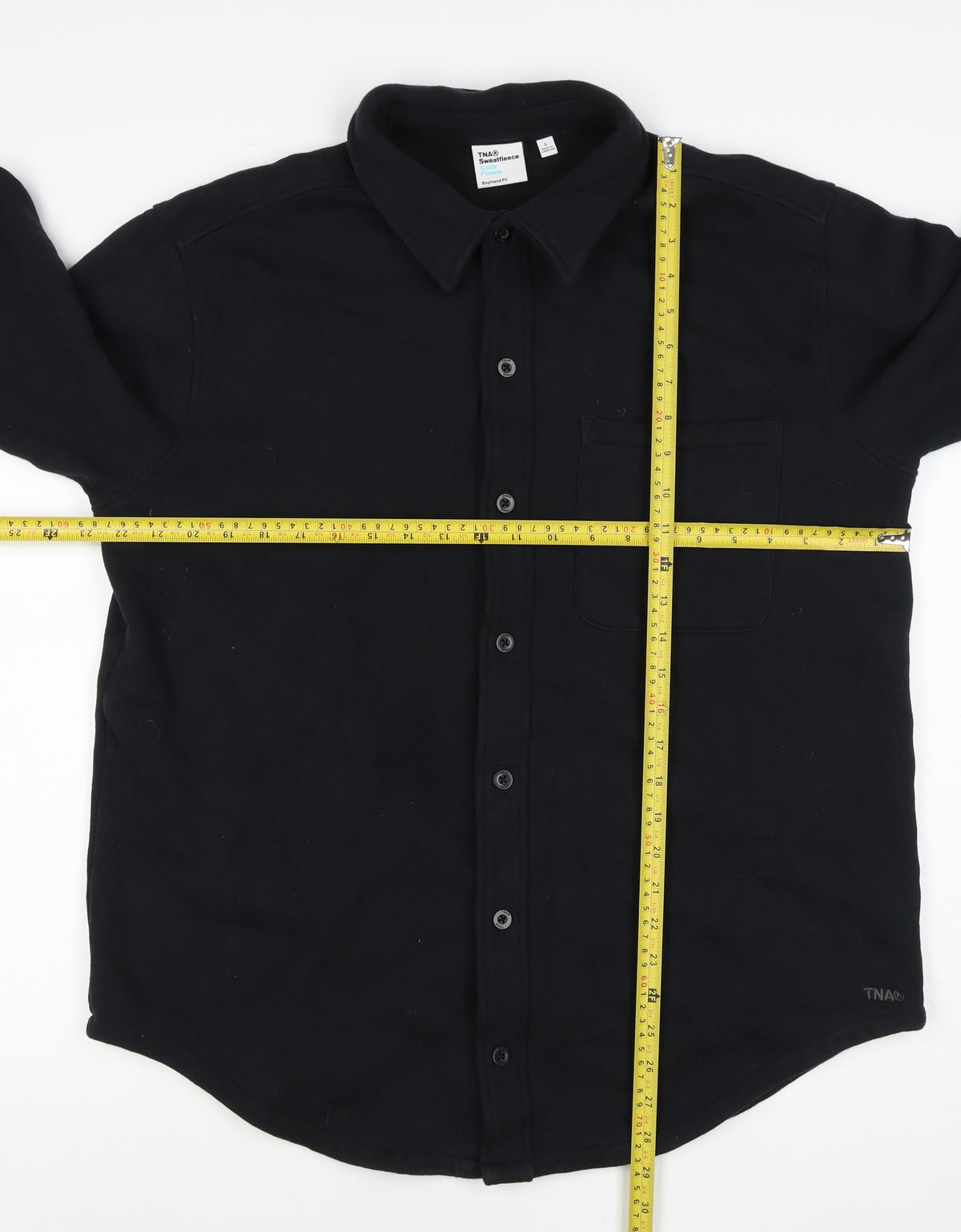 TNA Men’s Black L Sweatfleece Button-Up Collared Sweatshirt Jacket