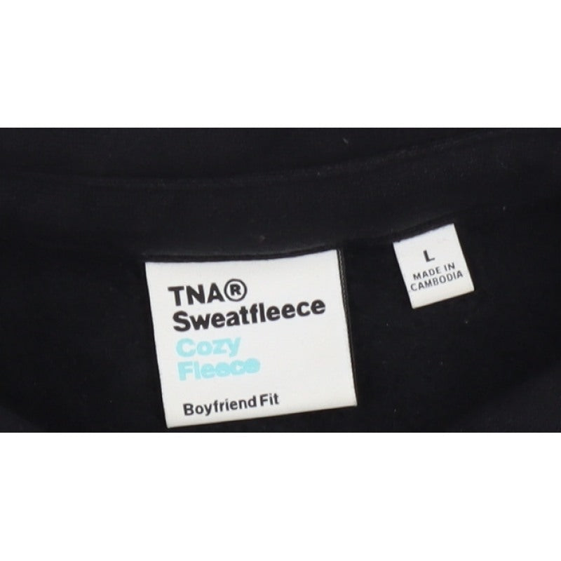 TNA Men’s Black L Sweatfleece Button-Up Collared Sweatshirt Jacket