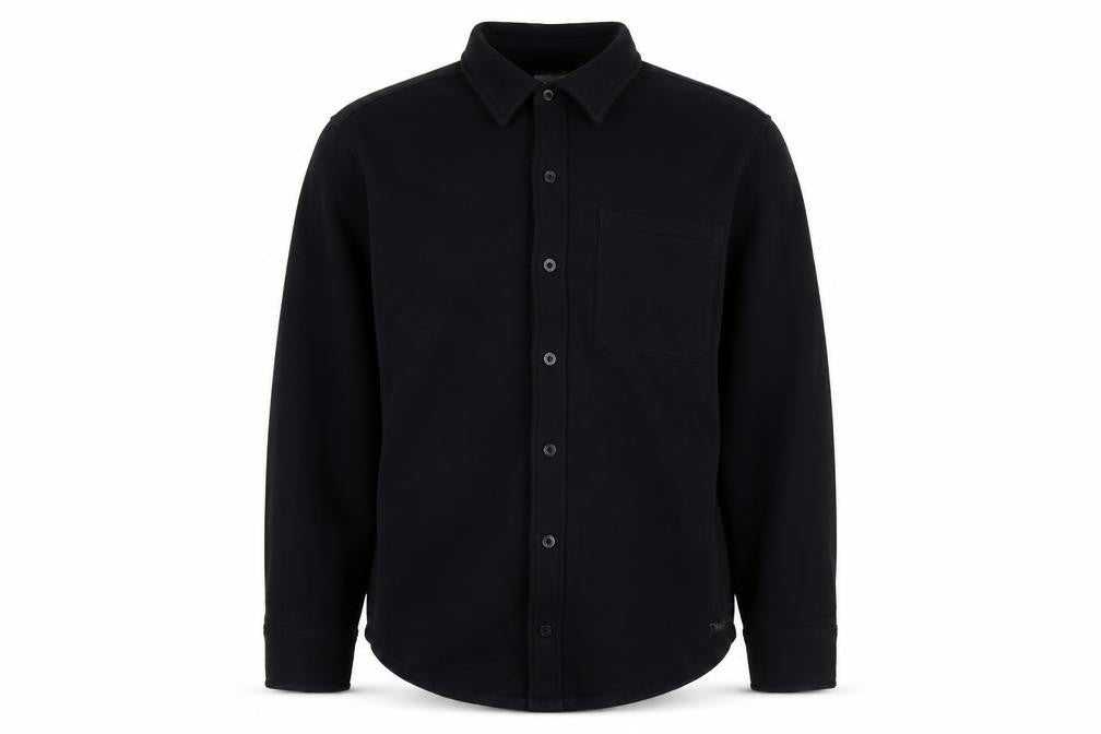 TNA Men’s Black L Sweatfleece Button-Up Collared Sweatshirt Jacket