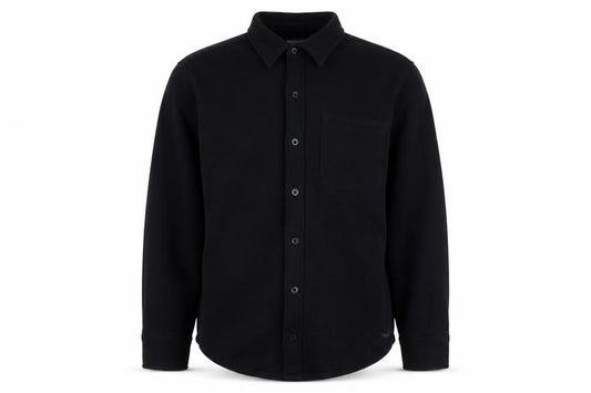 TNA Men’s Black L Sweatfleece Button-Up Collared Sweatshirt Jacket