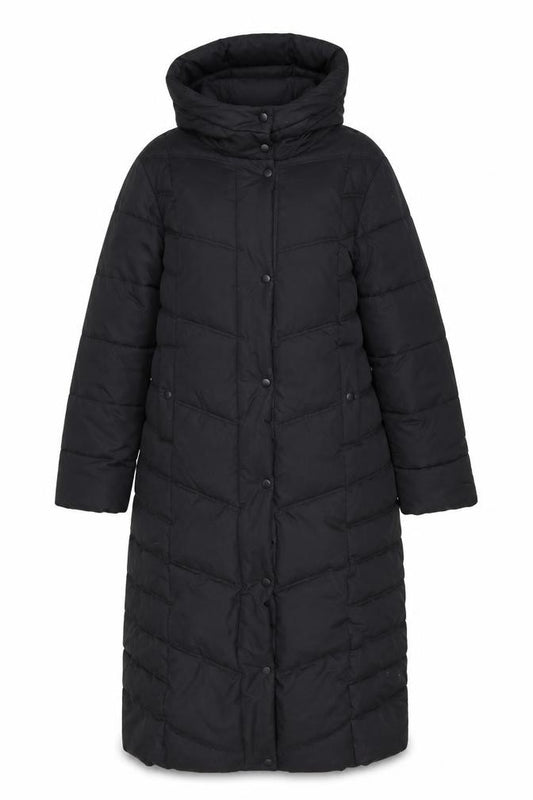 F&F Women's Black M Hooded Quilted Puffer Jacket Shower Resistant