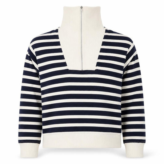 M&S Collection Women’s Navy Ivory Stripe Half Zip Sweatshirt Size M