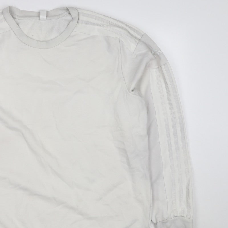Adidas Men’s White M 3-Stripes Crew Neck Pullover Sweatshirt