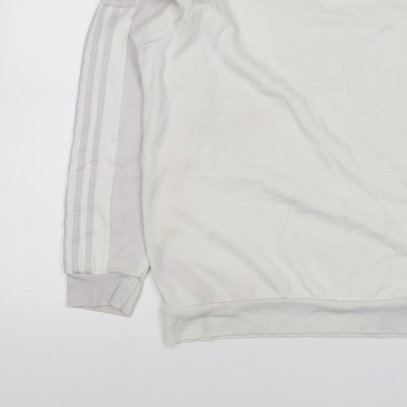Adidas Men’s White M 3-Stripes Crew Neck Pullover Sweatshirt