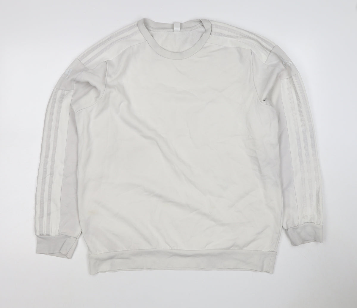 Adidas Men’s White M 3-Stripes Crew Neck Pullover Sweatshirt