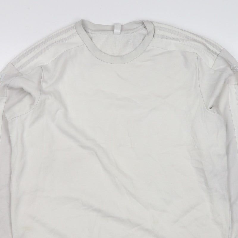 Adidas Men’s White M 3-Stripes Crew Neck Pullover Sweatshirt