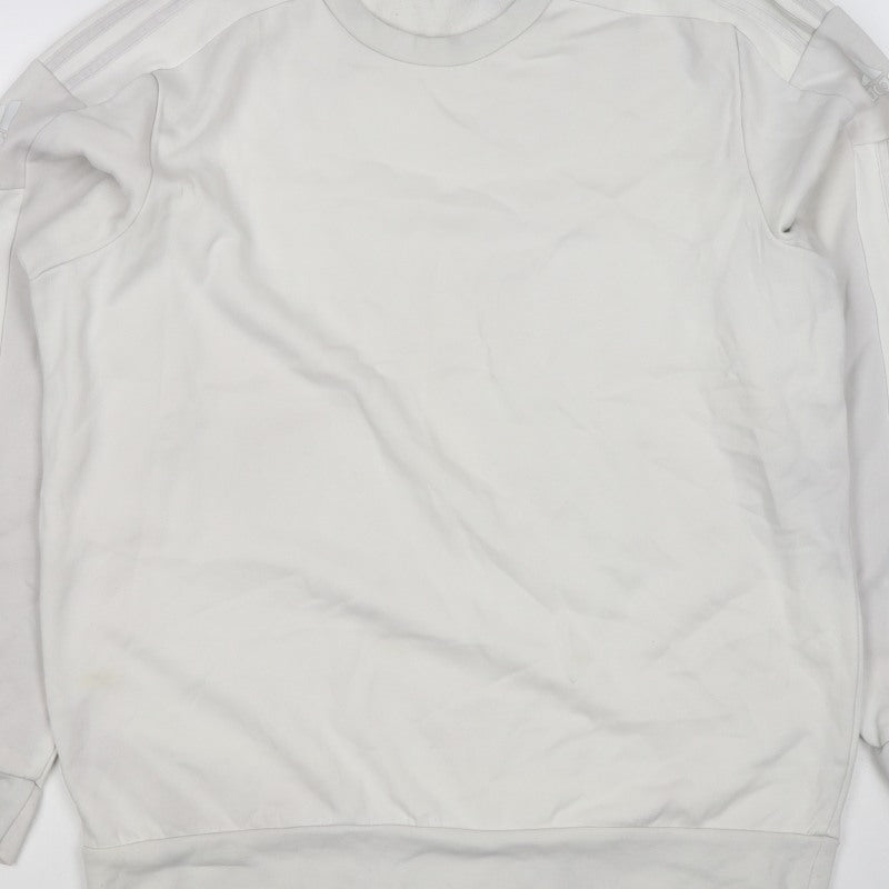 Adidas Men’s White M 3-Stripes Crew Neck Pullover Sweatshirt