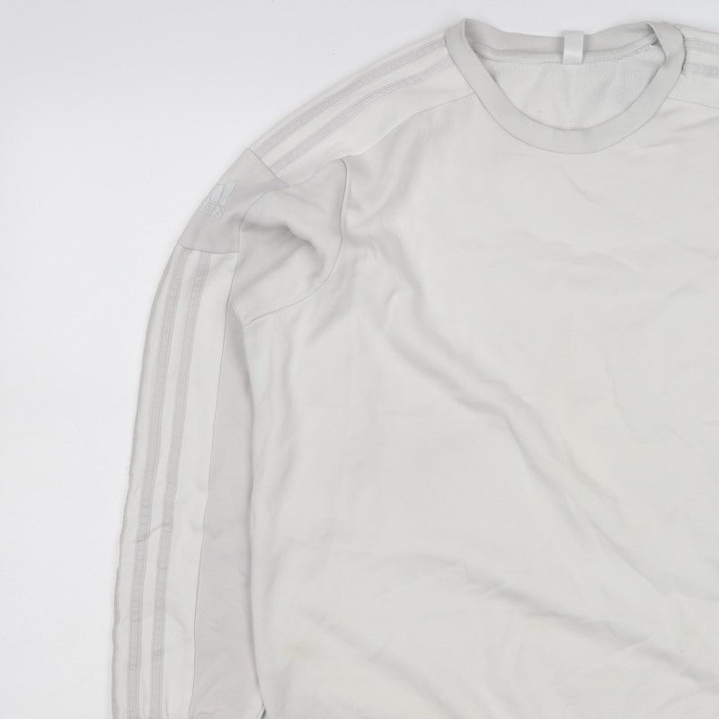 Adidas Men’s White M 3-Stripes Crew Neck Pullover Sweatshirt