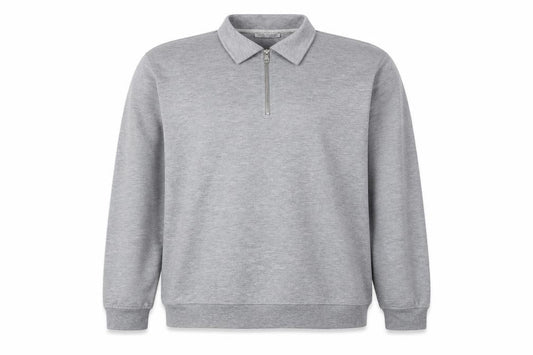 Zara Mens Grey M Quarter Zip Collared Pullover Sweatshirt