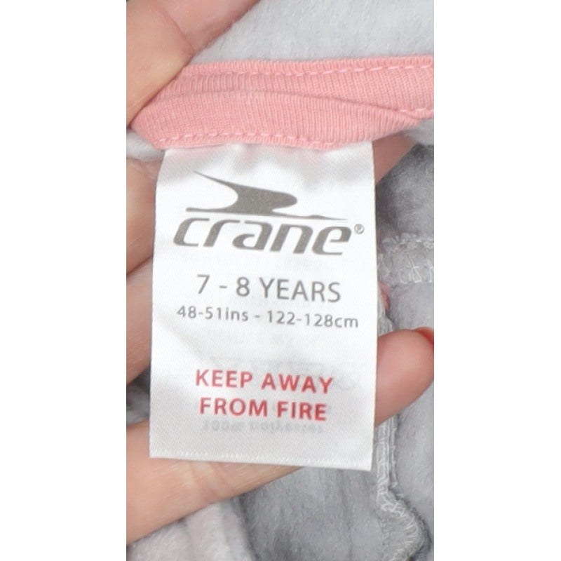 Crane Girls Grey 7-8 Years Basic Fleece Jacket Pink Trim Full Zip