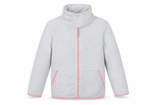 Crane Girls Grey 7-8 Years Basic Fleece Jacket Pink Trim Full Zip