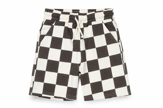 F&F Boys Brown Check Sweat Shorts 4-5 Years Elastic Drawstring