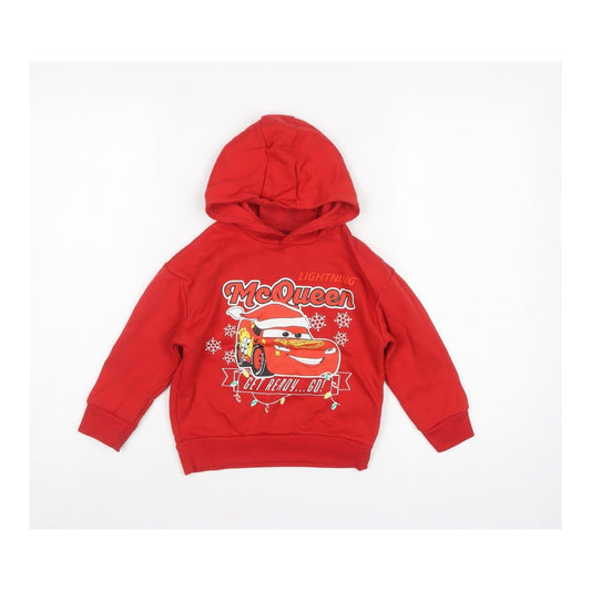 Primark Boys Red 3-4 Years Disney Cars McQueen Christmas Pullover Hoodie