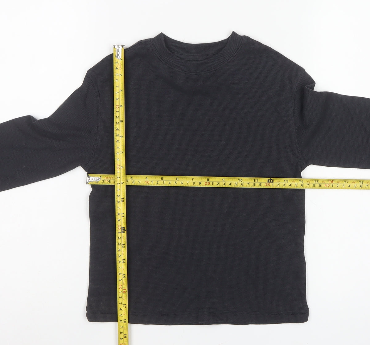 Marks and Spencer Boys Black 6-7 Years Basic Thermal Long Sleeve T-Shirt