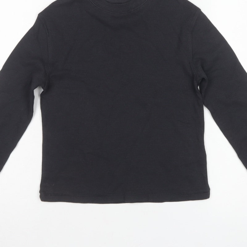 Marks and Spencer Boys Black 6-7 Years Basic Thermal Long Sleeve T-Shirt