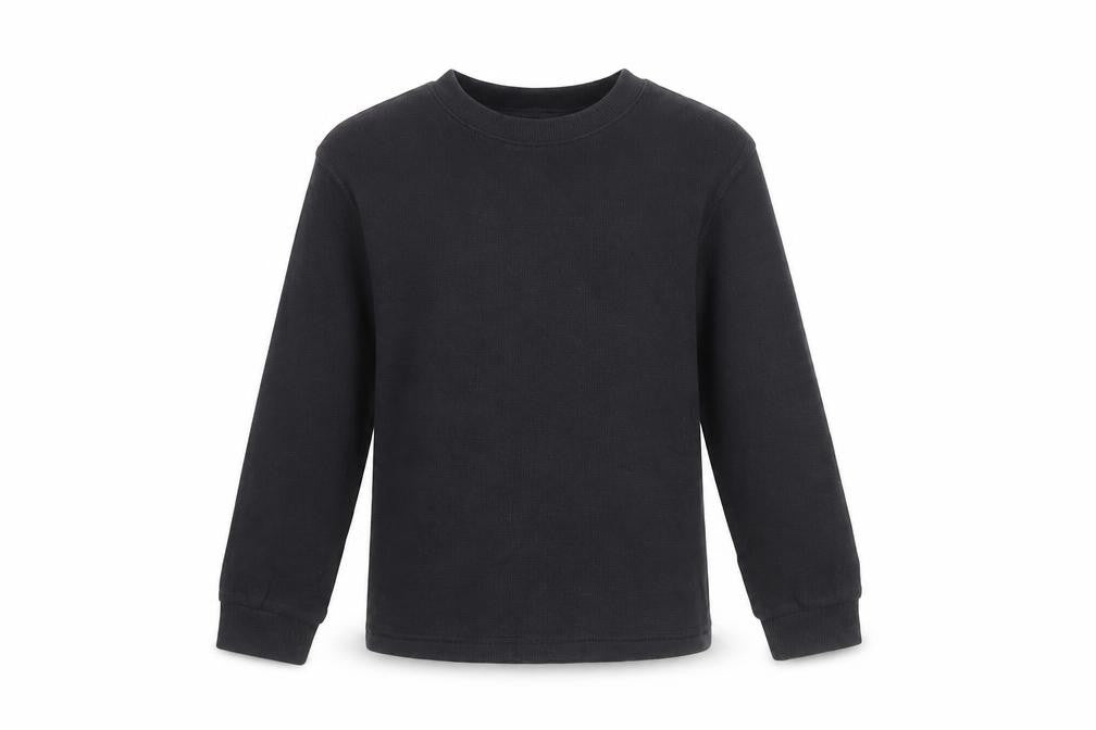 Marks and Spencer Boys Black 6-7 Years Basic Thermal Long Sleeve T-Shirt
