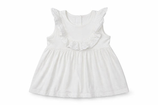 Baby Girls White Cotton Lace Ruffle Swing Dress 9-12 Months NWT