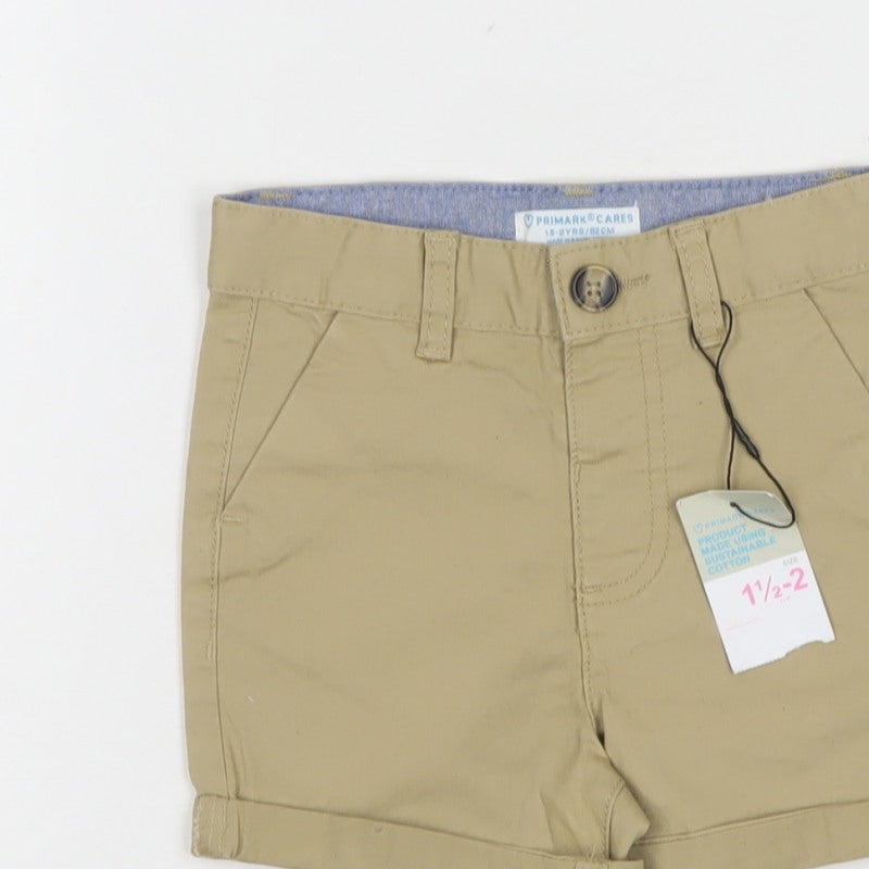 Primark Boys Beige Khaki Shorts 18-24 Months Cotton Button Pockets