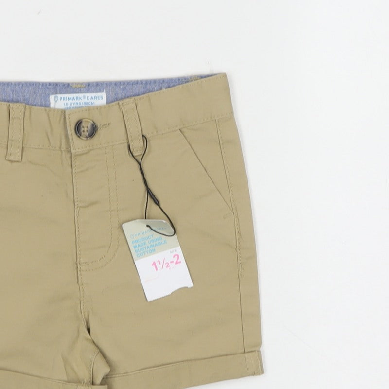 Primark Boys Beige Khaki Shorts 18-24 Months Cotton Button Pockets