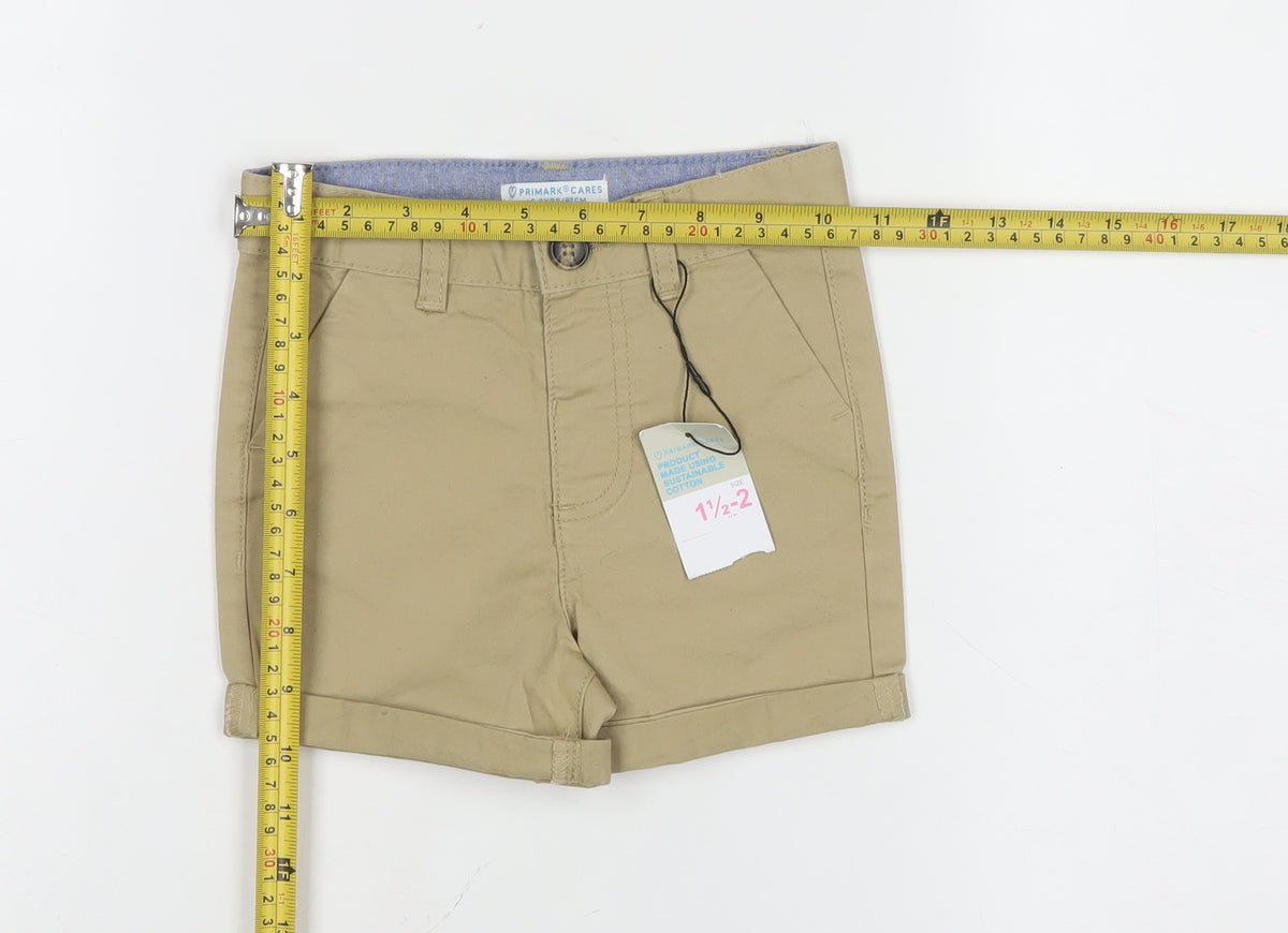 Primark Boys Beige Khaki Shorts 18-24 Months Cotton Button Pockets