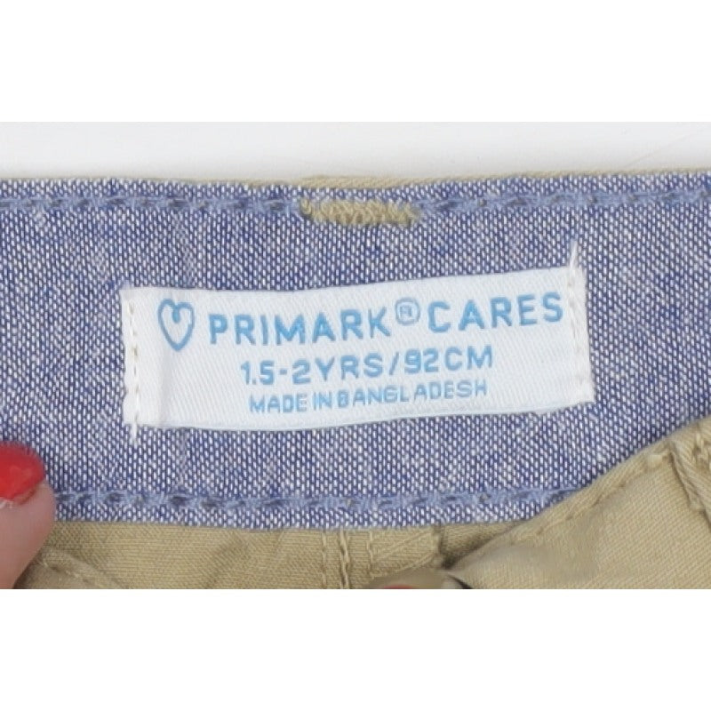 Primark Boys Beige Khaki Shorts 18-24 Months Cotton Button Pockets