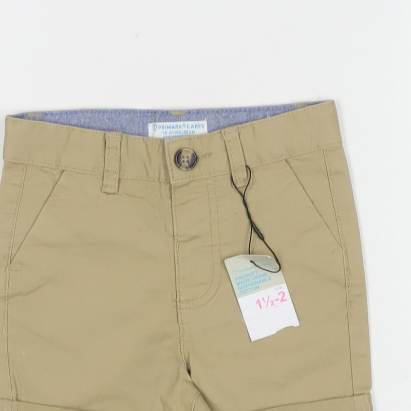 Primark Boys Beige Khaki Shorts 18-24 Months Cotton Button Pockets