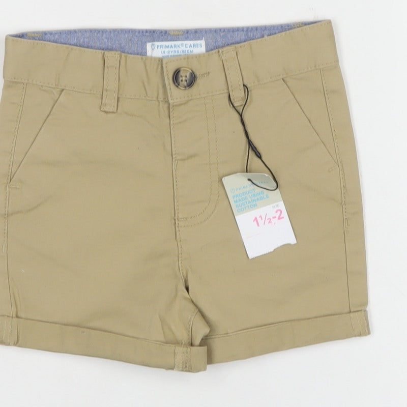 Primark Boys Beige Khaki Shorts 18-24 Months Cotton Button Pockets