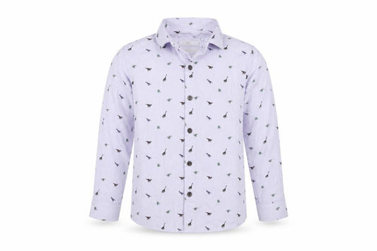 Next Boys Purple Dinosaur Print Button-Up Dress Shirt 4-5 Years