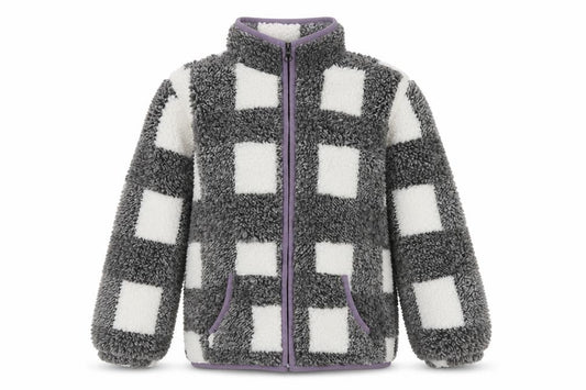 Cotton On Kids Girls Grey White Colourblock Fleece Zip Basic Jacket