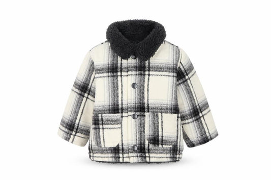 Nutmeg Unisex Baby Ivory Check Fleece-Lined Shirt Jacket 0-3 Months