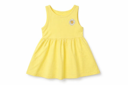 F&F Girls Yellow 12-18 Months Fit & Flare Daisy Cotton Summer Dress