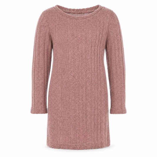 SHEIN Girls Pink 9-12 Months Rib Knit Jumper Dress Long Sleeve