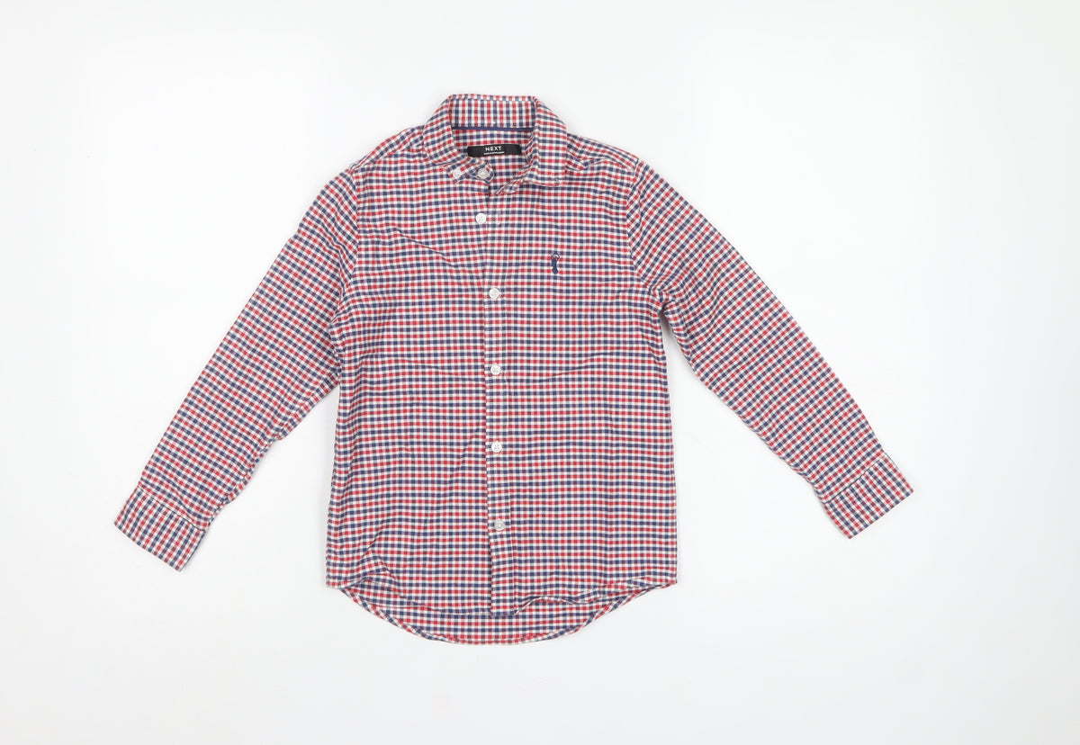 Next Boys Multicoloured Check Shirt 7 Years Cotton Long Sleeve Button-Up