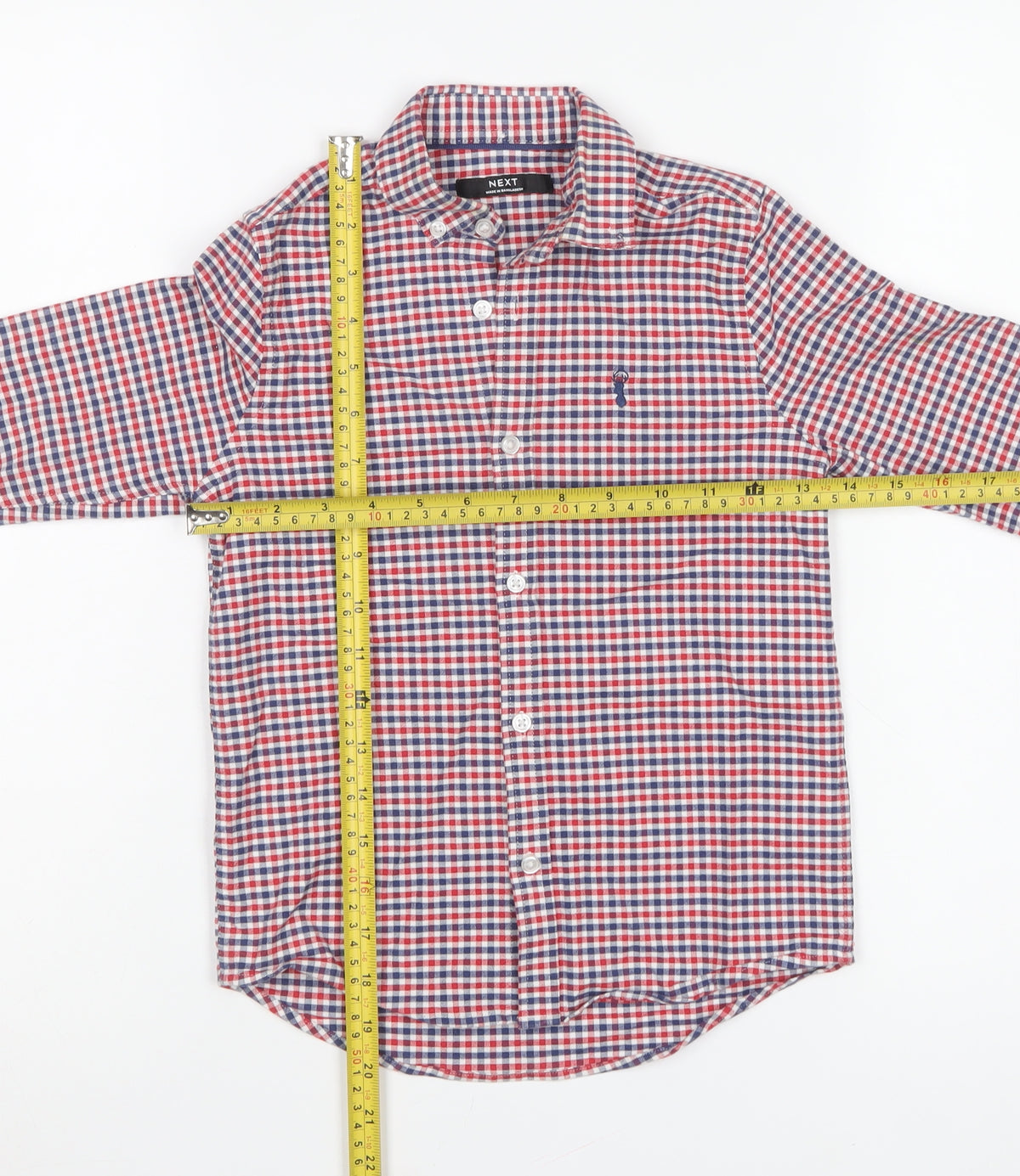 Next Boys Multicoloured Check Shirt 7 Years Cotton Long Sleeve Button-Up