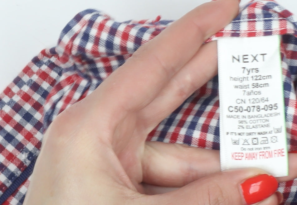 Next Boys Multicoloured Check Shirt 7 Years Cotton Long Sleeve Button-Up