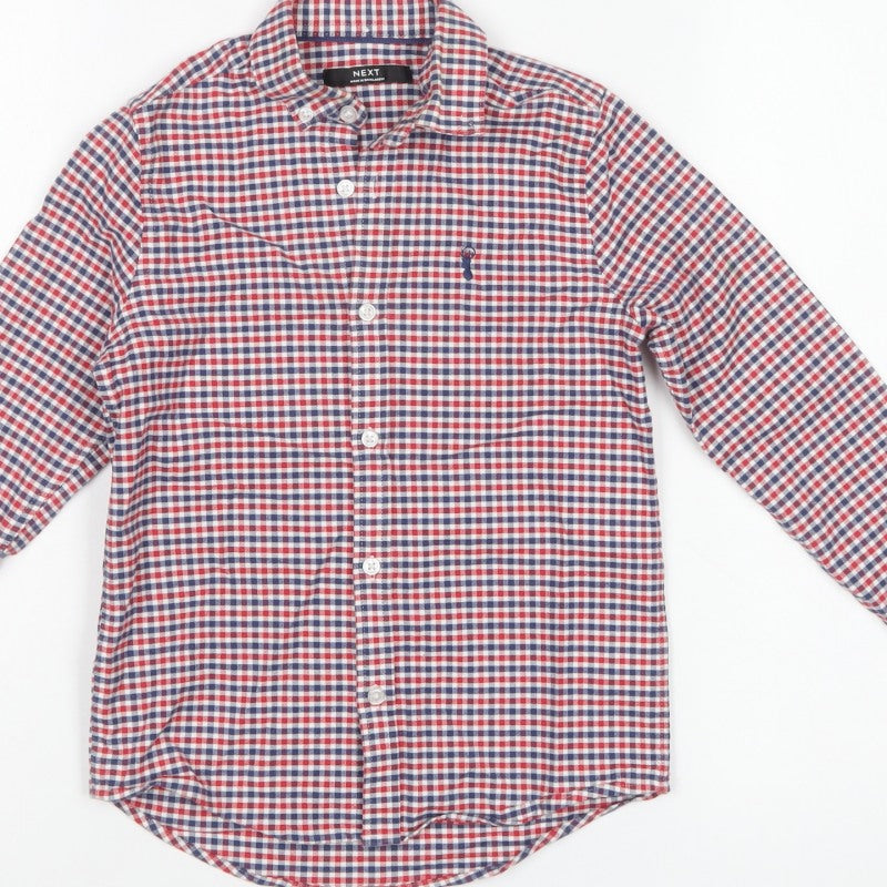 Next Boys Multicoloured Check Shirt 7 Years Cotton Long Sleeve Button-Up